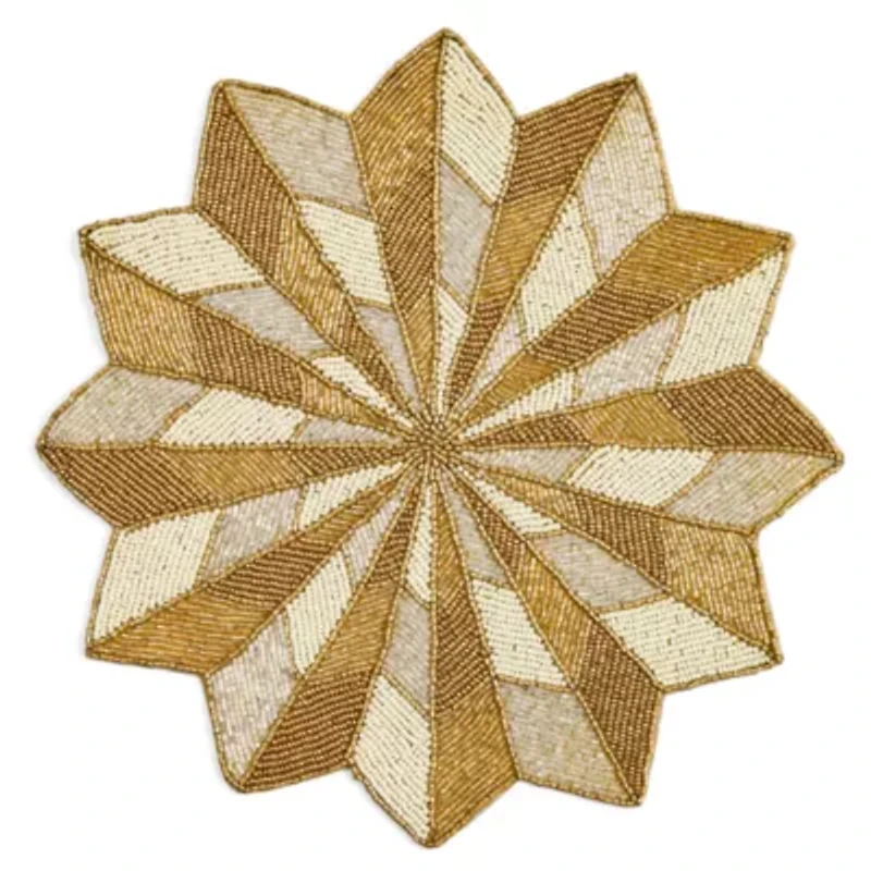 Homewear Gold Snowflake Beaded Placemat