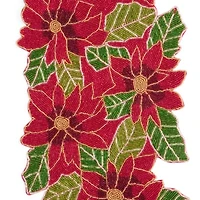 Homewear Festive Beaded Poinsettia Centerpiece Table Runner