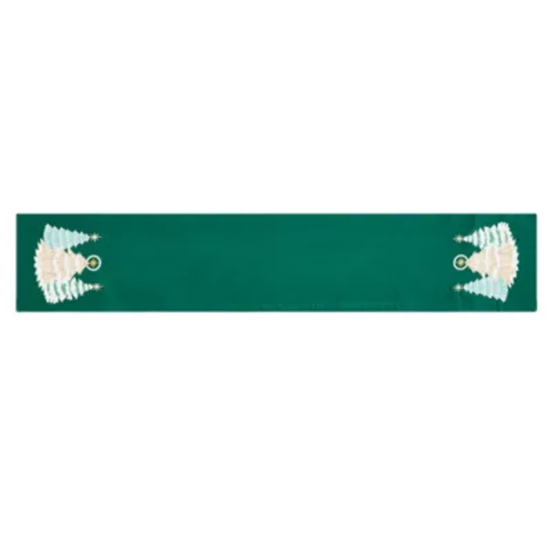 North Pole Trading Co. Green Christmas Tree Table Runner