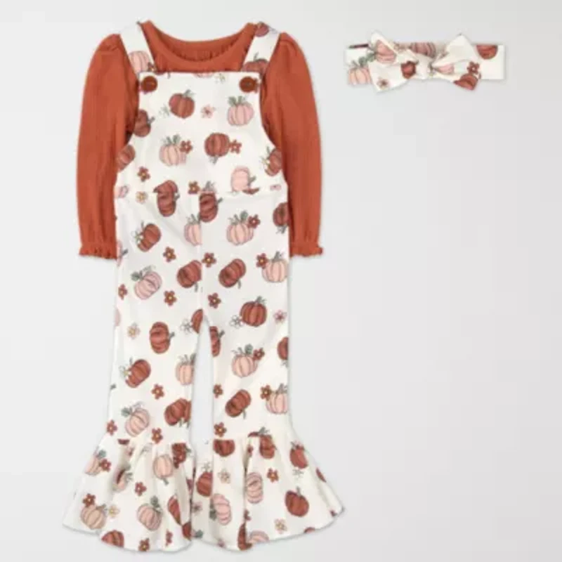 Baby Essentials Pumpkin Girls 3-pc. Clothing Set