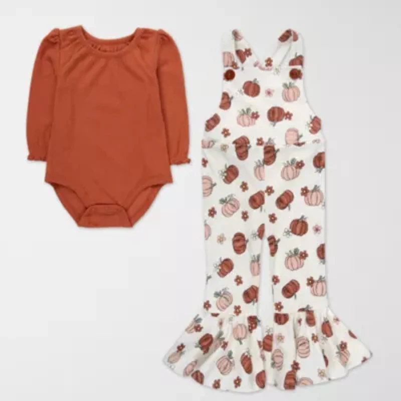 Baby Essentials Pumpkin Girls 3-pc. Clothing Set