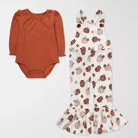 Baby Essentials Pumpkin Girls 3-pc. Clothing Set