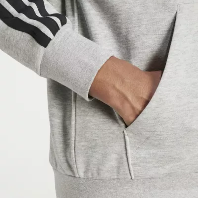 adidas 3 Stripe Full Zip Mens Hooded Long Sleeve Sweatshirt