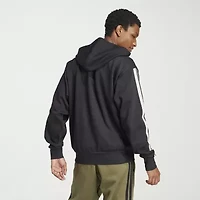 adidas 3 Stripe Full Zip Mens Hooded Long Sleeve Sweatshirt