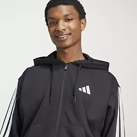 adidas 3 Stripe Full Zip Mens Hooded Long Sleeve Sweatshirt