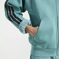 adidas 3 Stripe Full Zip Mens Long Sleeve Fleece Zipper Active Hoodie