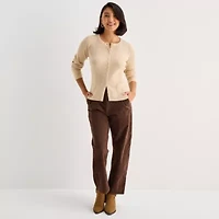 a.n.a Womens Crew Neck Long Sleeve Button Cardigan