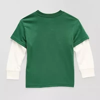Okie Dokie Toddler & Little Boys Round Neck Long Sleeve Regular Fit Graphic T-Shirt
