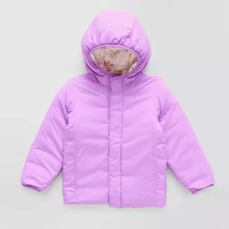 Okie Dokie Toddler Girls Adaptive Water Resistant Easy-on + Easy-off Midweight Puffer Jacket