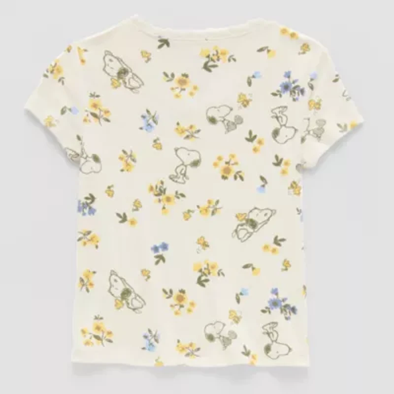 Little & Big Kid Girls Scoop Neck Short Sleeve Oversized Peanuts Graphic T-Shirt
