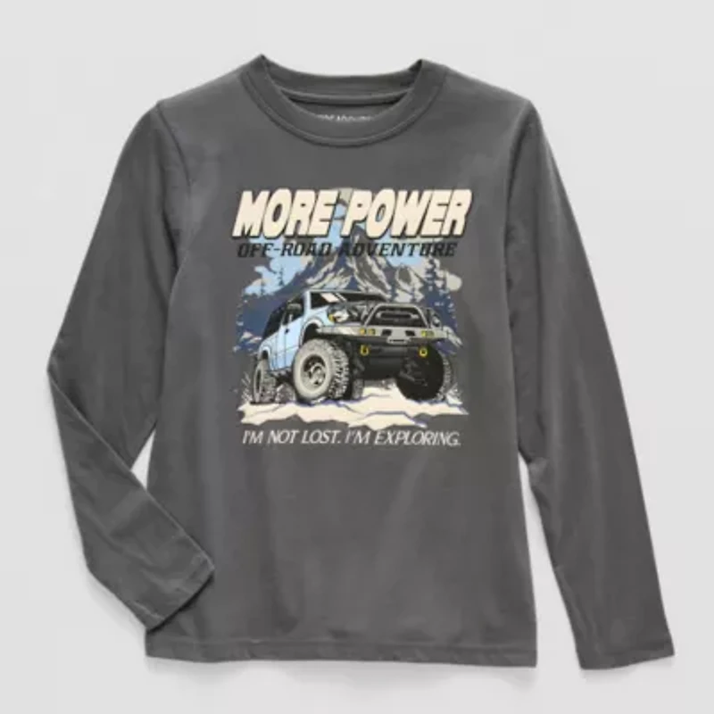 Thereabouts Little & Big Kid Boys Crew Neck Long Sleeve Regular Fit Graphic T-Shirt