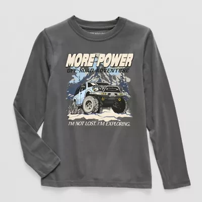 Thereabouts Little & Big Kid Boys Crew Neck Long Sleeve Regular Fit Graphic T-Shirt