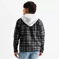 Arizona Mens Hooded Long Sleeve Regular Fit Flannel Shirt