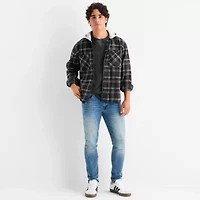 Arizona Mens Hooded Long Sleeve Regular Fit Flannel Shirt
