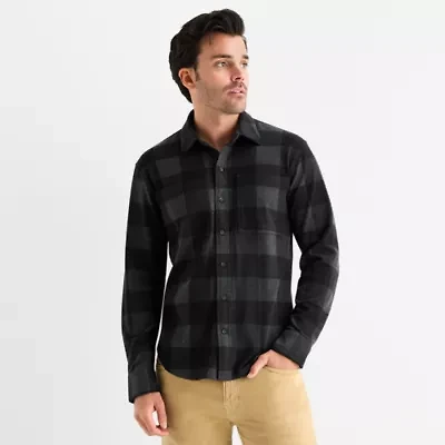 mutual weave Cozy Knit Mens Long Sleeve Button-Down Shirt
