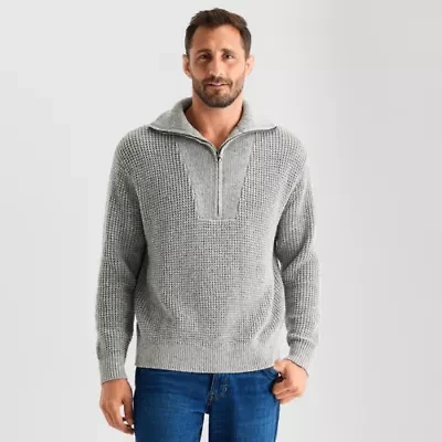 mutual weave Mens Long Sleeve Quarter-Zip Pullover Sweater