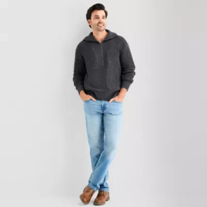 mutual weave Mens Long Sleeve Quarter-Zip Pullover Sweater