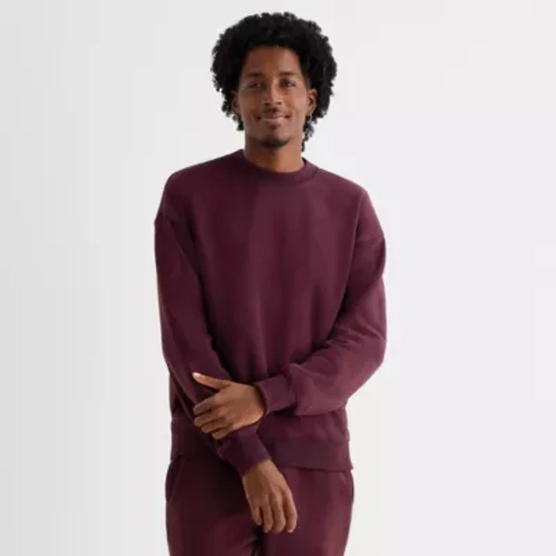 Xersion Cotton Blend Fleece Mens Crew Neck Long Sleeve Sweatshirt