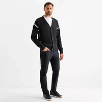 Stylus Mens V Neck Long Sleeve Button Open Front Cardigan