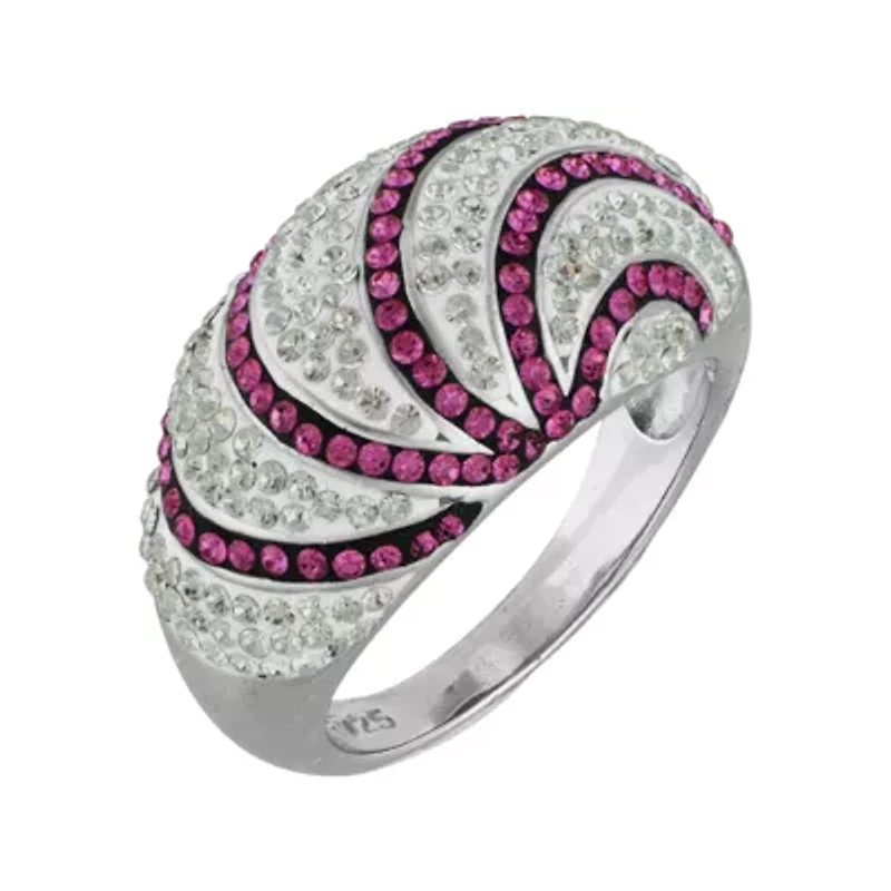 Sterling Silver Pink Crystal Swirl Ring