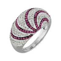 Sterling Silver Pink Crystal Swirl Ring