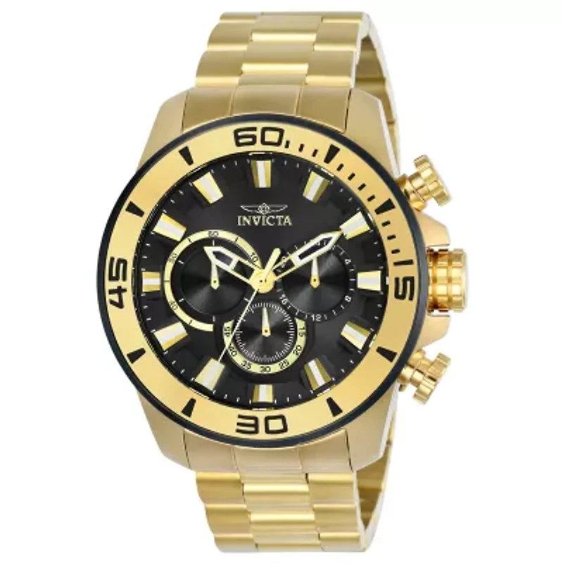 Invicta Pro Diver Mens Chronograph Gold Tone Stainless Steel Bracelet Watch 22590