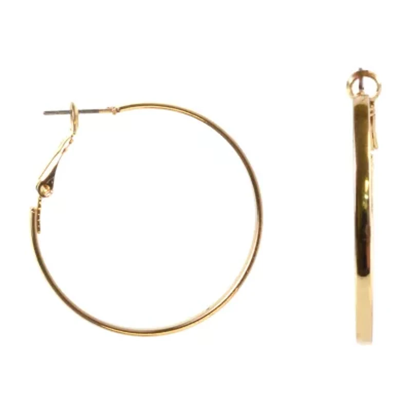 Bold Elements Gold Tone Womens 1 1/2 Inch Hoop Earrings