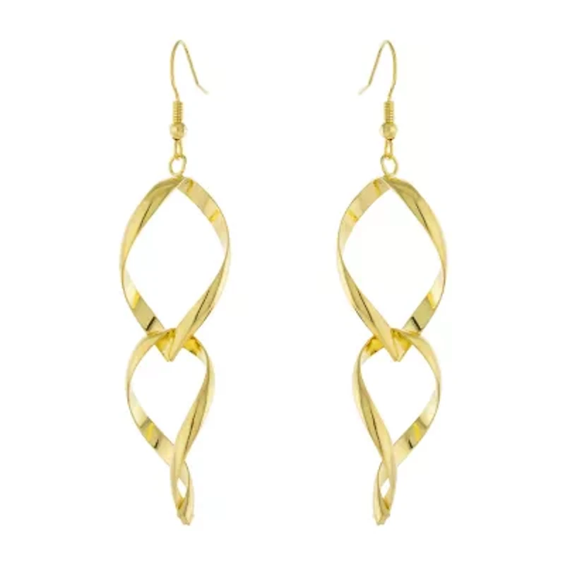 Silver Reflections 14K Gold Over Brass Drop Earrings