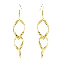 Silver Reflections 14K Gold Over Brass Drop Earrings