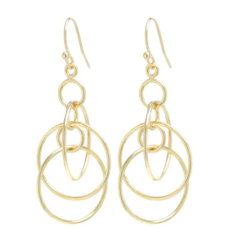 Silver Reflections 14K Gold Over Brass Drop Earrings