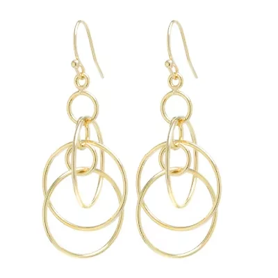 Silver Reflections 14K Gold Over Brass Drop Earrings