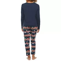 Sleep Chic Womens Crew Neck Long Sleeve 2-pc. Pajama Sets