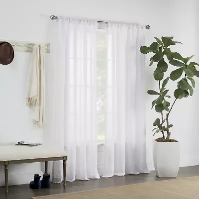 Linden Street Sycamore Rod Pocket Embroidered Sheer Single Curtain Panel