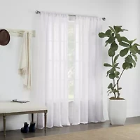 Linden Street Sycamore Rod Pocket Embroidered Sheer Single Curtain Panel