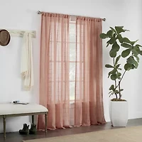 Linden Street Sycamore Rod Pocket Embroidered Sheer Single Curtain Panel