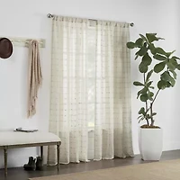 Linden Street Sycamore Rod Pocket Embroidered Sheer Single Curtain Panel