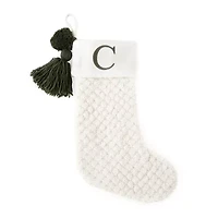 North Pole Trading Co. Ivory Knit Monogram Christmas Stocking