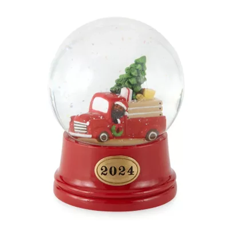 North Pole Trading Co. Holiday Red Truck African American Christmas Snow Globe