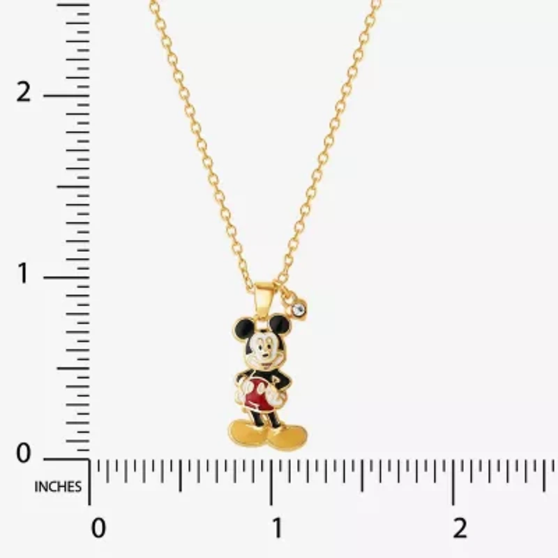 Disney Classics Womens Crystal 18K Gold Over Brass 18 Inch Pendant Necklace