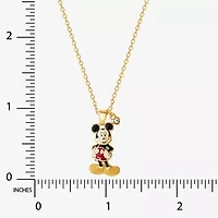 Disney Classics Womens Crystal 18K Gold Over Brass 18 Inch Pendant Necklace