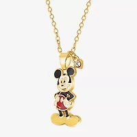 Disney Classics Womens Crystal 18K Gold Over Brass 18 Inch Pendant Necklace