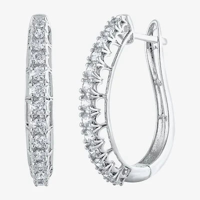 Womens 1 CT. T.W. Natural White Diamond 14K Gold 24.9mm Hoop Earrings