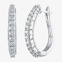 Womens 1 CT. T.W. Natural White Diamond 14K Gold 24.9mm Hoop Earrings