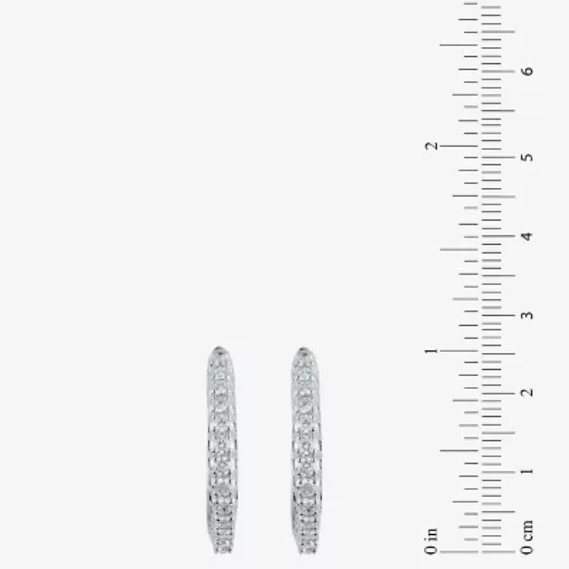 Womens 1 CT. T.W. Natural White Diamond 14K Gold 24.9mm Hoop Earrings