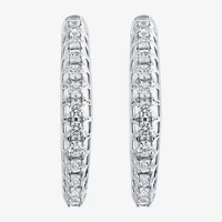 Womens 1 CT. T.W. Natural White Diamond 14K Gold 24.9mm Hoop Earrings