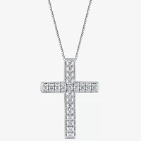 Womens 1/2 CT. T.W. Natural White Diamond 14K Gold Cross 18 Inch Pendant Necklace