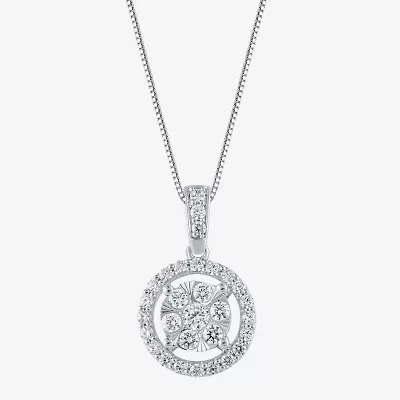 Womens 1/2 CT. T.W. Natural White Diamond 14K or Yellow Gold Round Pendant Necklace