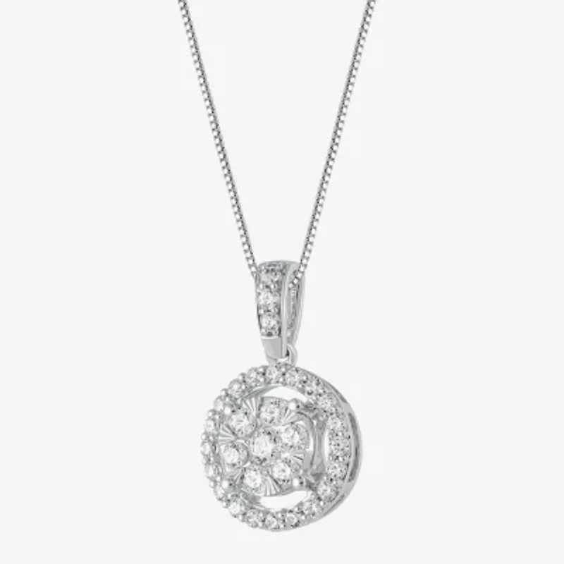 Womens 1/2 CT. T.W. Natural White Diamond 14K or Yellow Gold Round Pendant Necklace