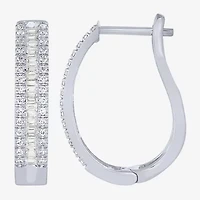 Womens 1/2 CT. T.W. Natural White Diamond 10K Gold 18.6mm Hoop Earrings