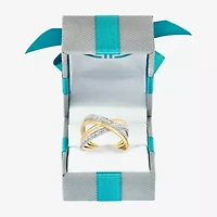 Effy  Womens 3/8 CT. T.W. Natural White Diamond 14K Two Tone Gold Crossover Band